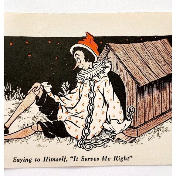 1927 Violet Moore Higgins Pinocchio Chained To Doghouse Lithograph Print DWSS12 - Picture 1 of 2